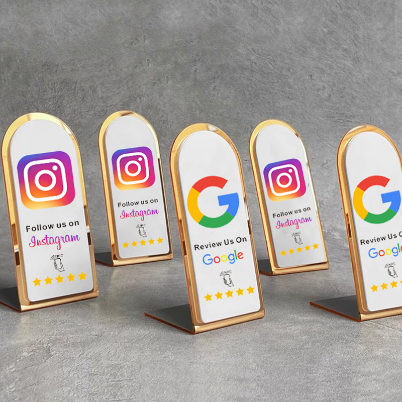 

NFC Google Tap to Review Stand - Table Display for Google Reviews NFC Acrylic Stand Display