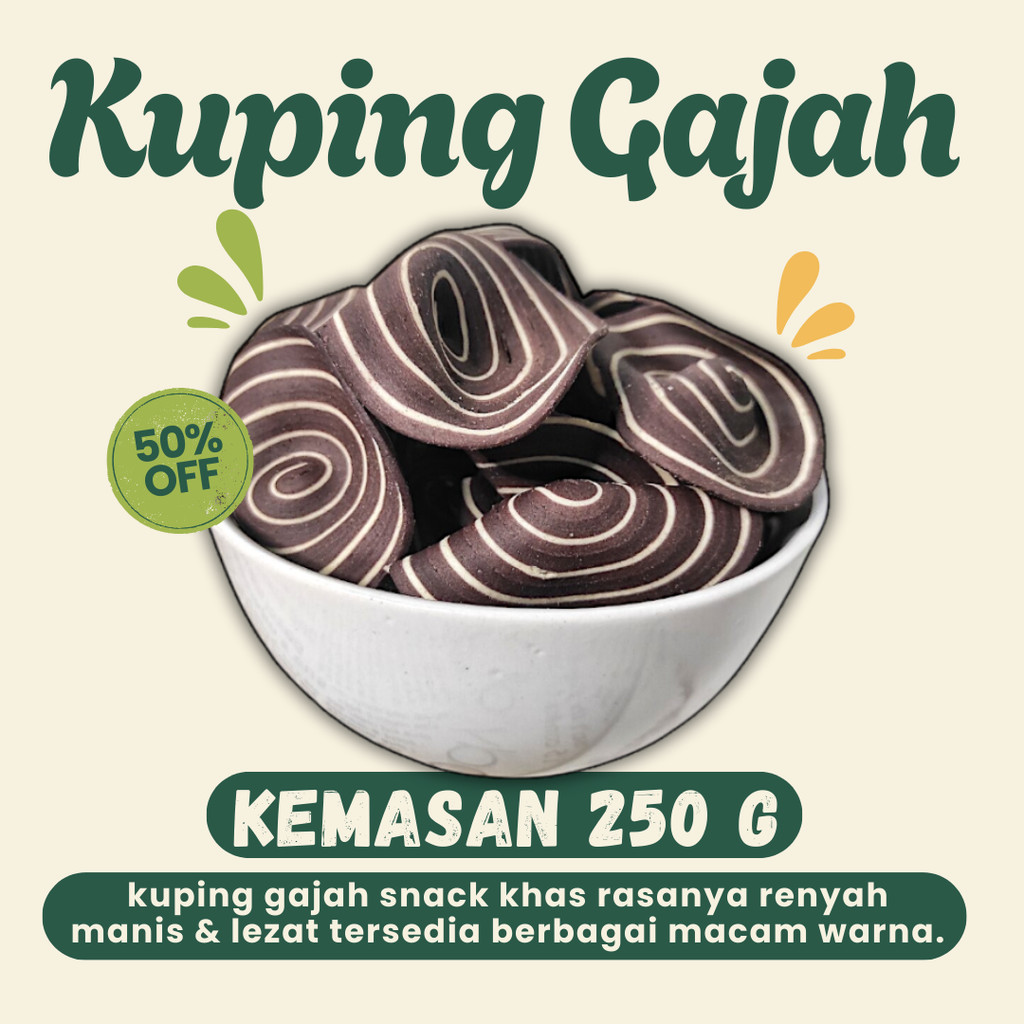 

Kuping Gajah mini 250gram kuping gajah ccontong mini cemilan Renyah Manis lezaat