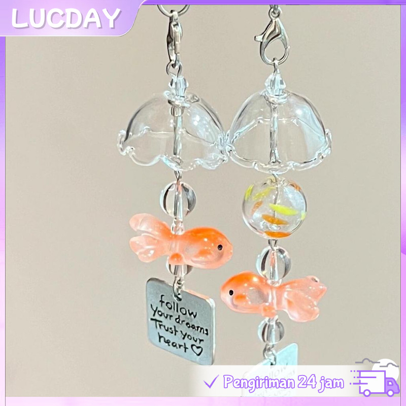 【Ready】Gantungan Kunci Ikan Mas Koki Aesthetic Liontin Tas Mobil Keychain Goldfish Genta Angin Bag C