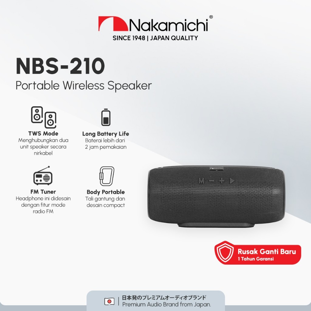 Nakamichi NBS210 Portable Wireless Speaker Audio Bluetooth