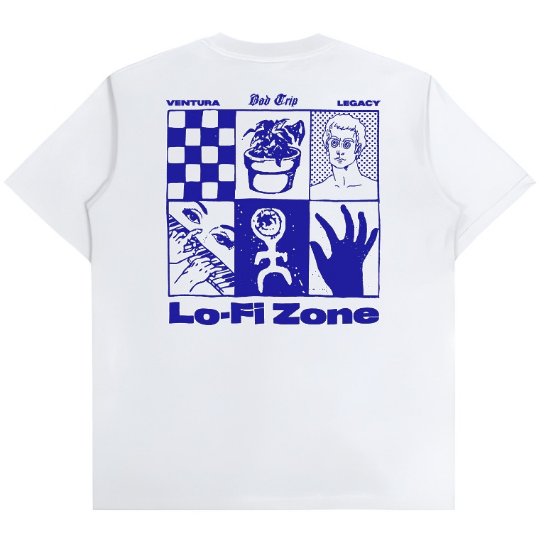 Ventura Legacy - Heavyweight T Shirt Kaos Pria Wanita Lofi Zone Hitam & Putih 16s