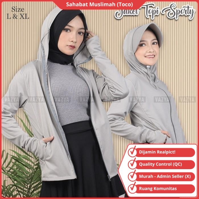 Jaket Topi Sporty Olahraga Wanita Muslimah Dry Fit