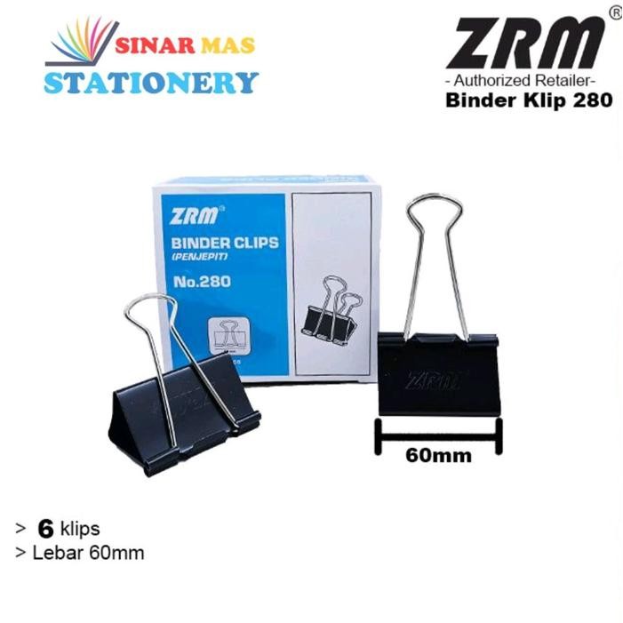 

Binder Clips No 280 ZRM/ Klip Penjepit Kertas Hitam Besar 280 Metal lebar 60 mm(1 pack ) by Fajar SA