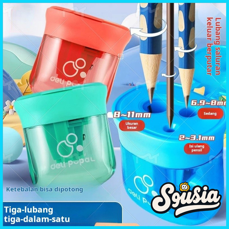 

Rautan pensil tiga lubang, rautan pensil siswa,rautan pensil diameter besar,pengumpul serutan pensil