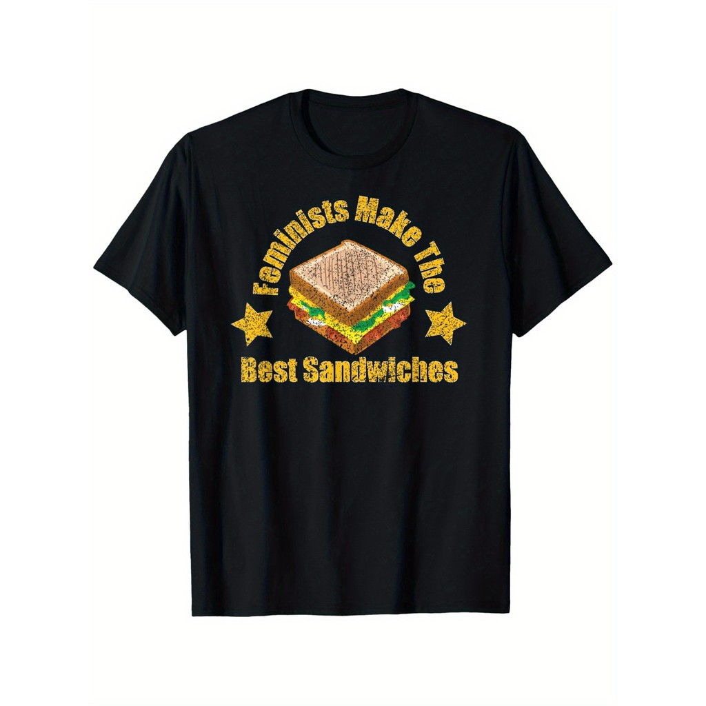 Kaos Pria Feminisme Sandwich Terbaik Katun Combed 180g Lengan Pendek