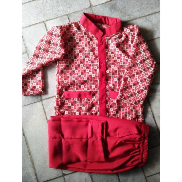 ALIBAXSTORE Seragam batik Merah TK/RA/PAUD murmerr