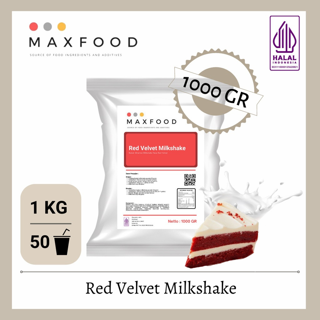 

DrinkMate MAXFOOD - Red Velvet Milkshake / Bubuk Milkshake Rasa Red Velvet 1 KG