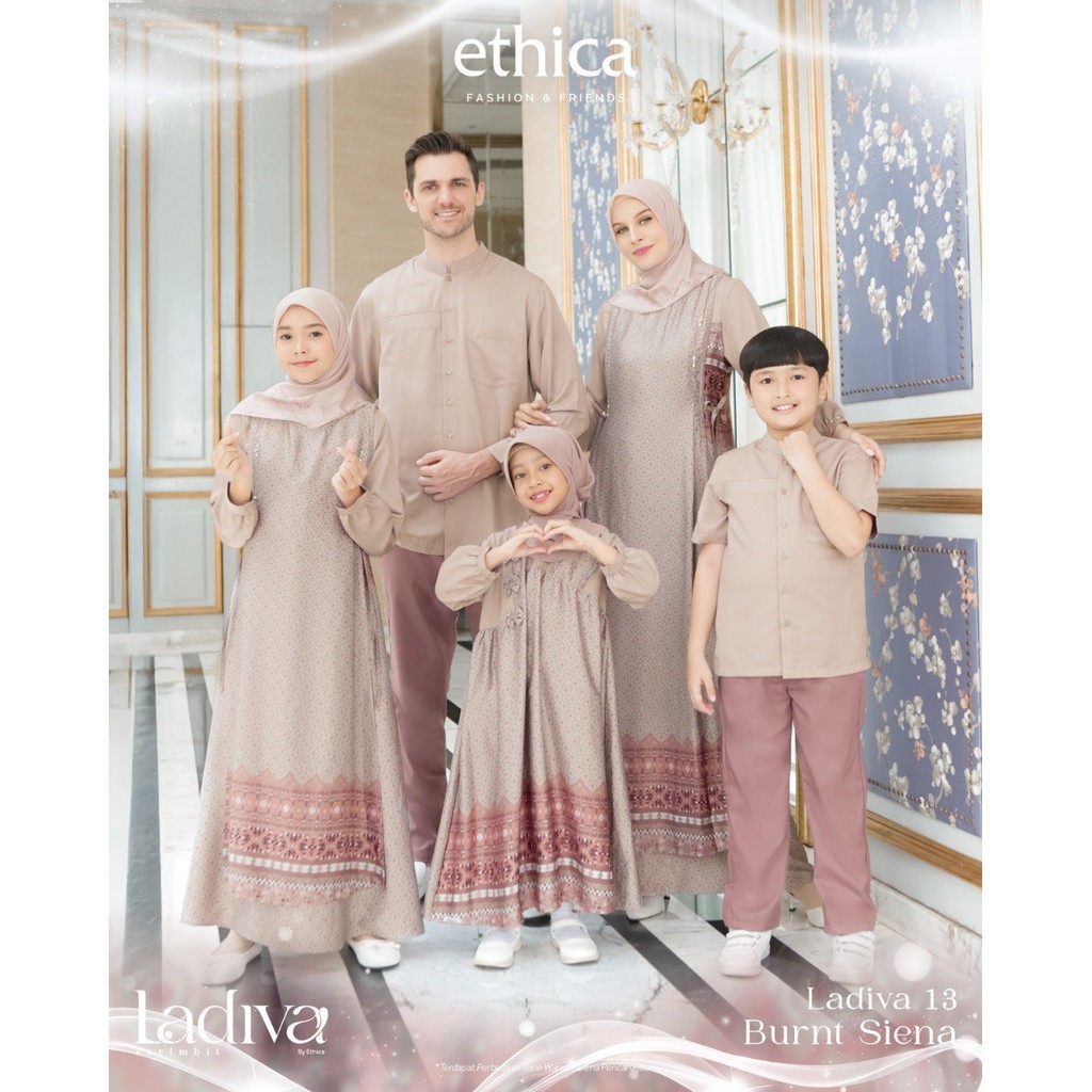 ETHICA Set Muslim Ayah Koko Pria Modern dan Gamis Anak Perempuan LADIVA 13 Burnt Siena