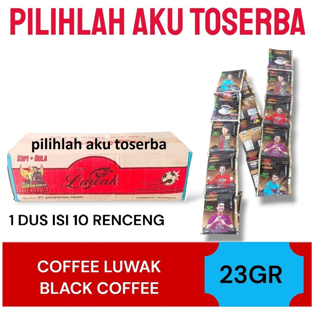 Luwak Kopi Hitam Black Coffee 2 in 1 Kopi + Gula Renceng - ( HARGA 1 DUS )