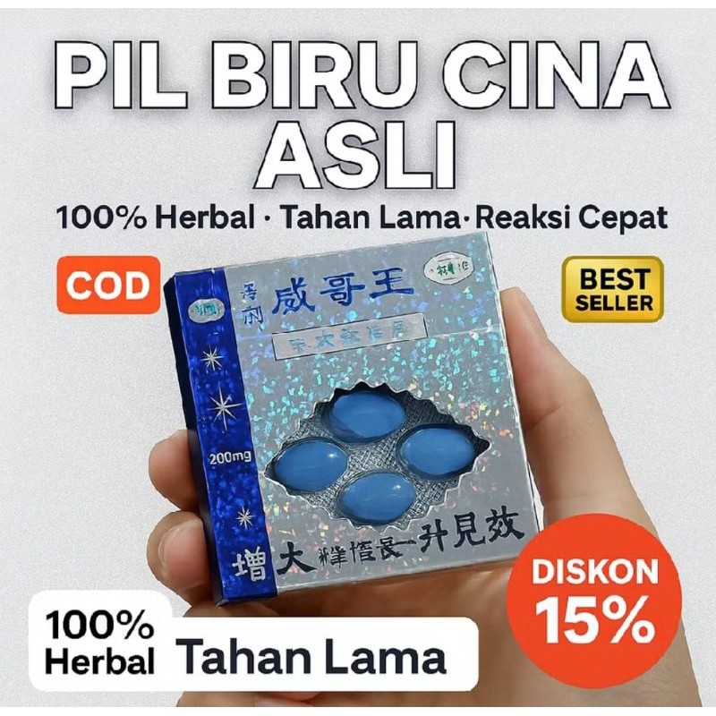 BEST PROMO - PIL BIRU WU BIAN/VIAGRA CINA 100% ORIGINAL MENAMBAH KEPERKASAAN PRIA-KAPSUL KUAT HERBAL