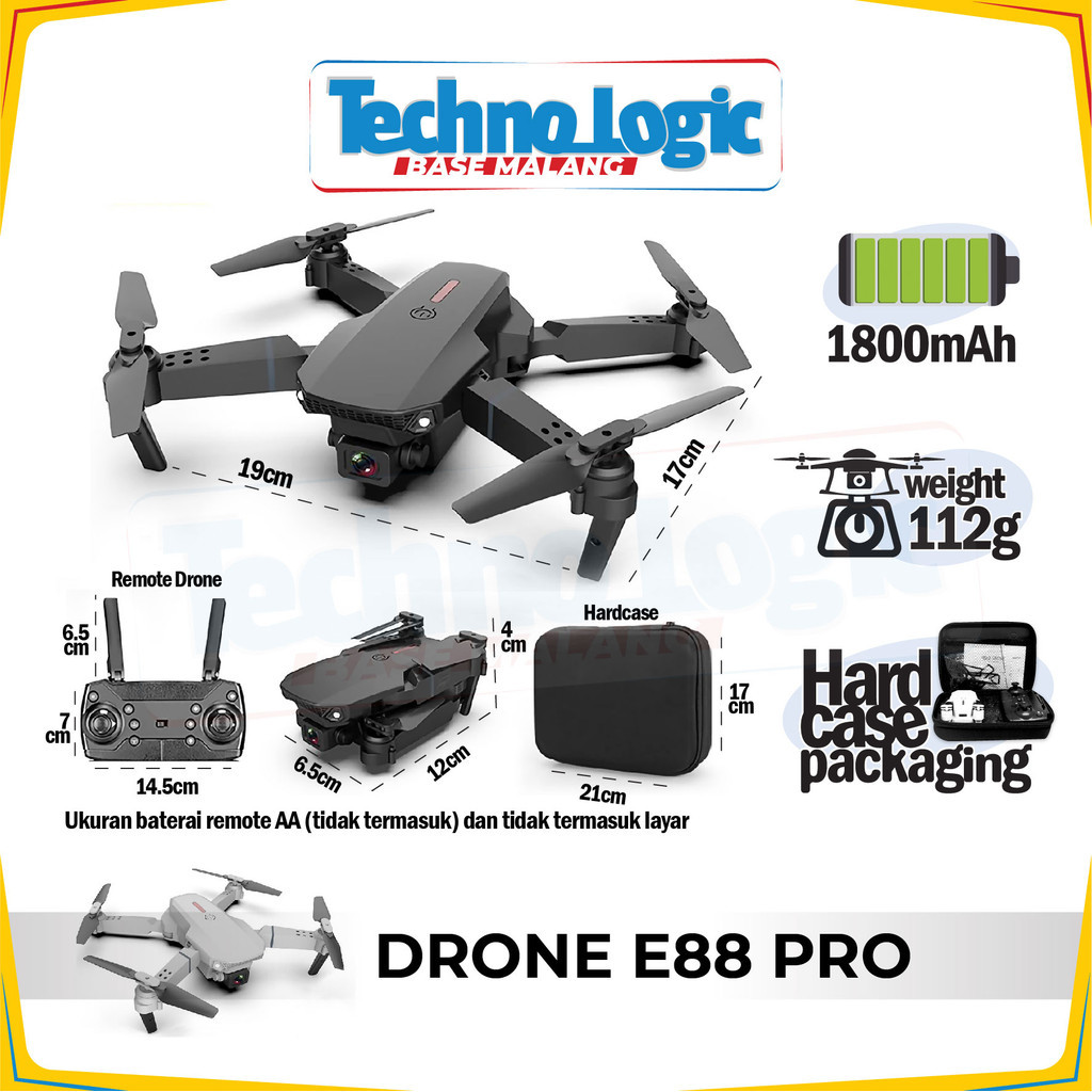 Drone E88pro 4K UltraHD camera Foldable Drone Lipat Single Camera