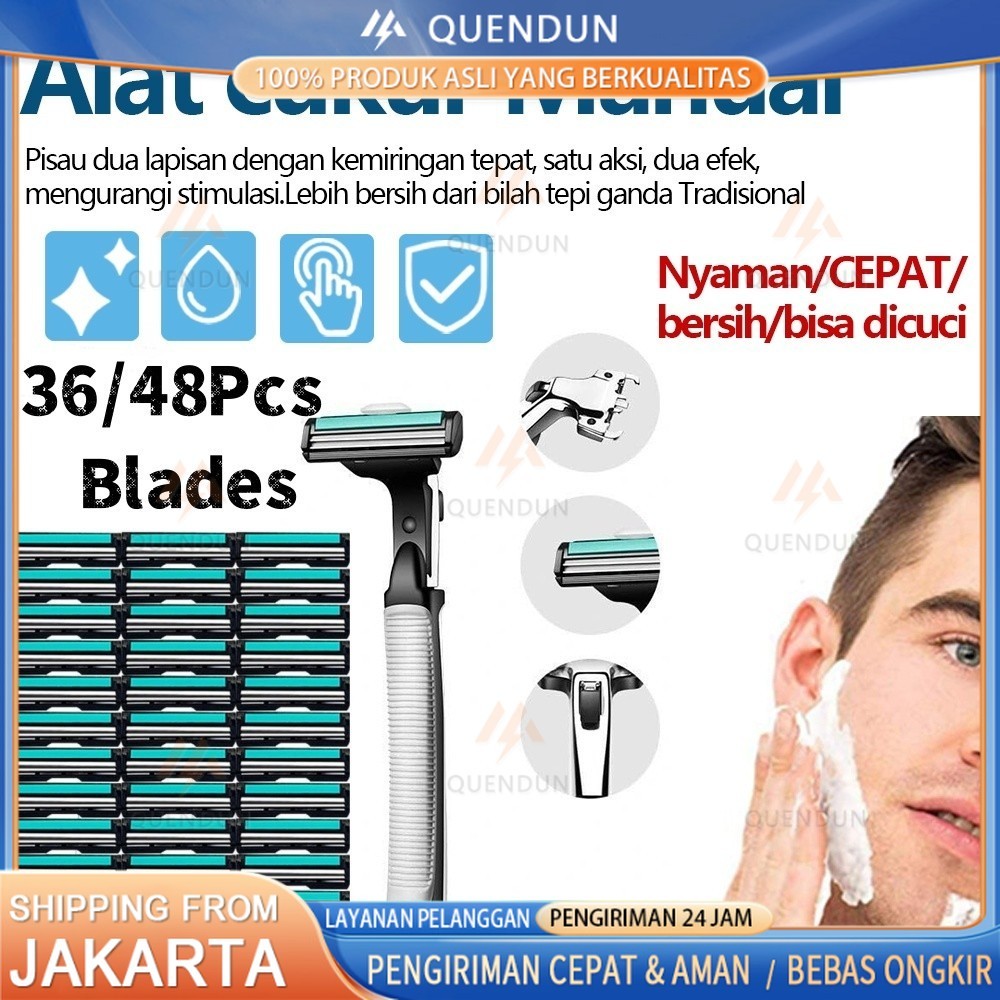 Alat Cukur Kumis Manual 48Pcs Blades Berlaku Untuk Gillette Mach 3/Pisau Silet 2 Lapisan