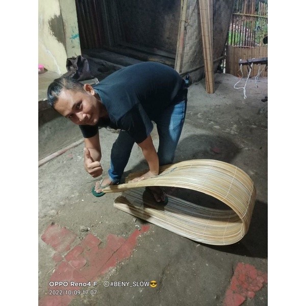 tirai krey outdoor tirai gulung (ASLI ROTAN LUNJONG) uk 2mx2m + tali penggulung ring sudah pull zet 