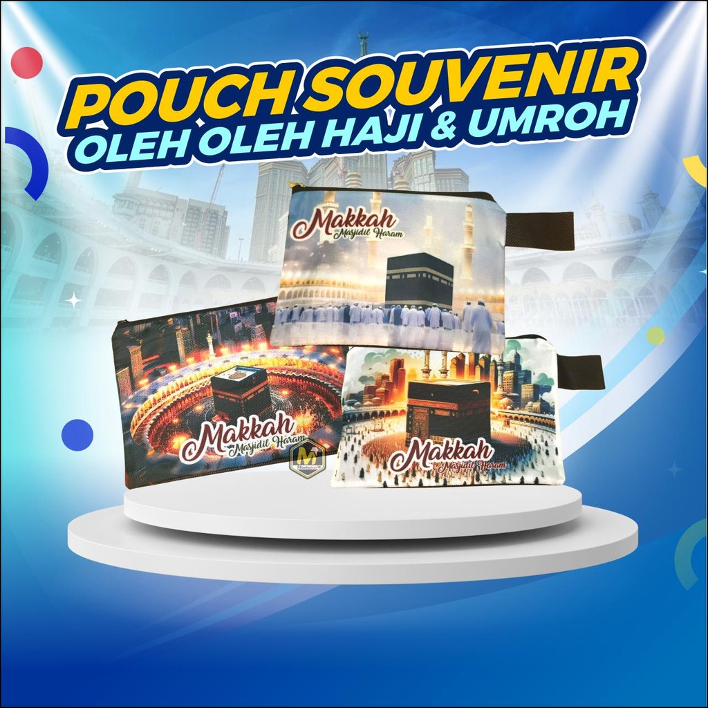 MUMTAZINDO - Dompet Pouch Souvenir Haji dan Umroh / Tas Souvenir Haji dan Umroh Kemasan Kanvas / Pou
