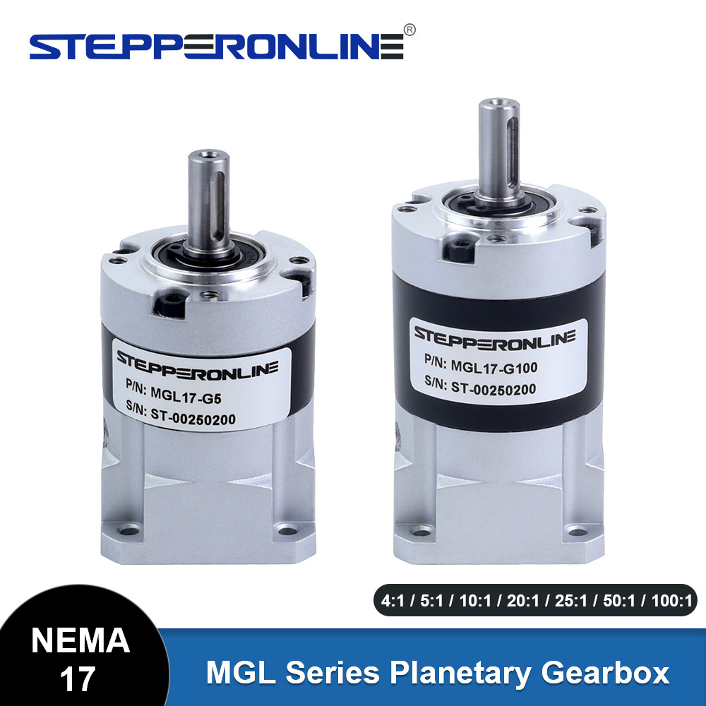 STEPPERONLINE Nema 17 High Precision Planetary Gearbox Motor Speed Reducer Ratio 4:1 to 100:1 for 5m