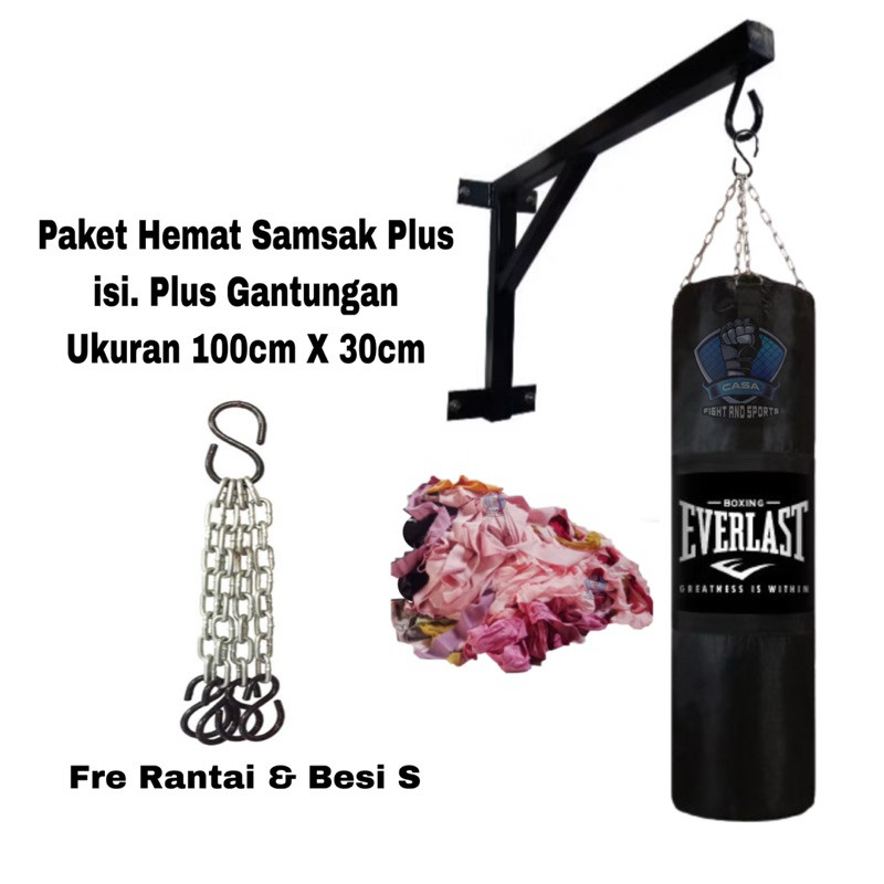 Paket Hemat Samsak 100cm Plus Isi Plus Gantungan - Samsak Isi - Samsak Murah Berkualitas - Samsak Ga