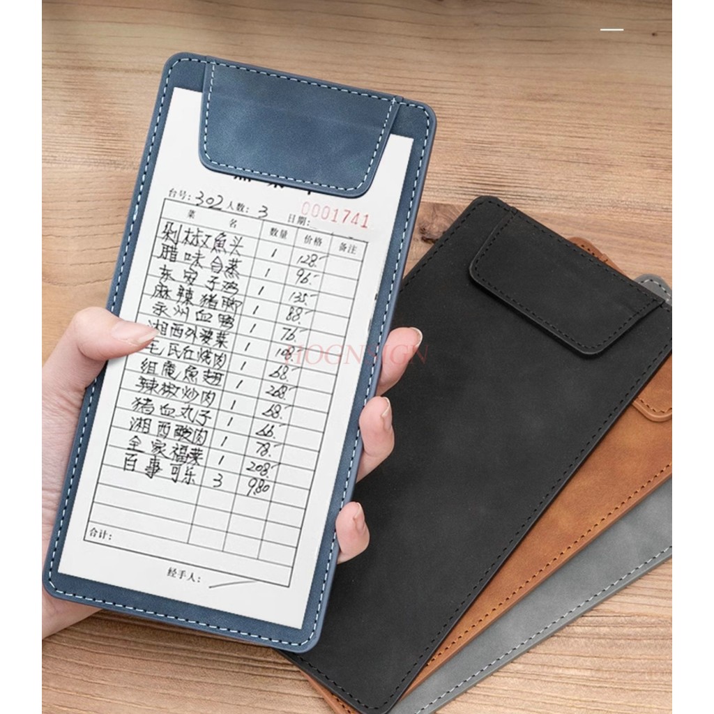 Leather pad, writing menu, clamp, dining table, hotel beverage note holder, kitchen ordering board h