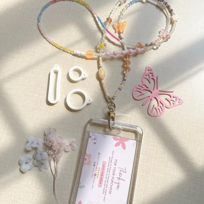 New Arrival Lanyard Strap Kalung Name Tag ID Card Manik Beads Lanyard Pods Tali - A, +RingO~NoteSize