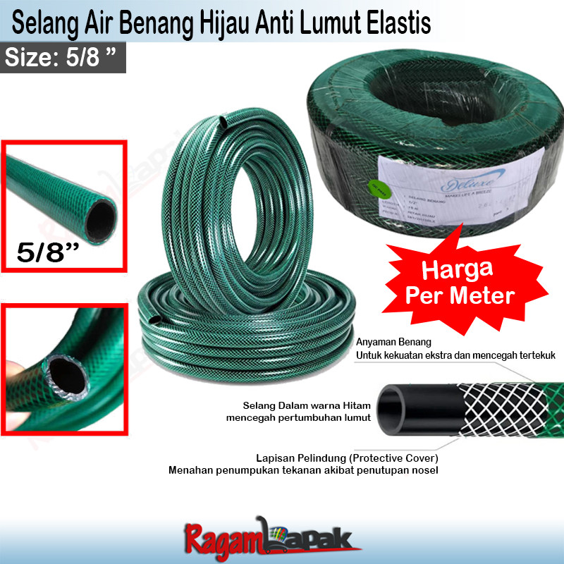 Selang Air 5/8" Selang Deluxe Selang Benang Hijau Anti Lumut 5/8" Selang Taman 5/8 Inch Selang Iriga