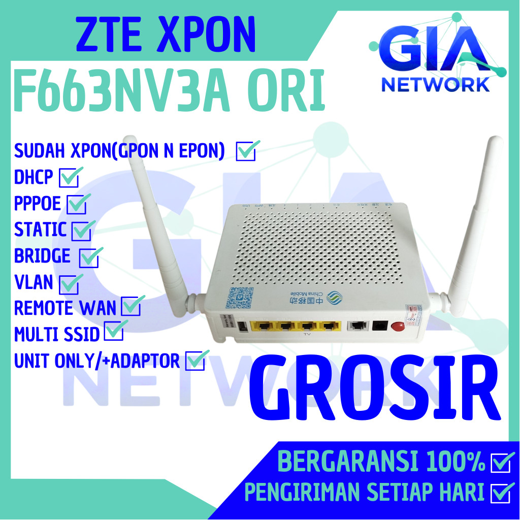 GROSIR ZTE XPON F663NV3A ORI PPPOE VLAN BRIDGE 5DB CASE BEKAS OMCI EPON GPON ONT ONU SUPPORT ALL OLT