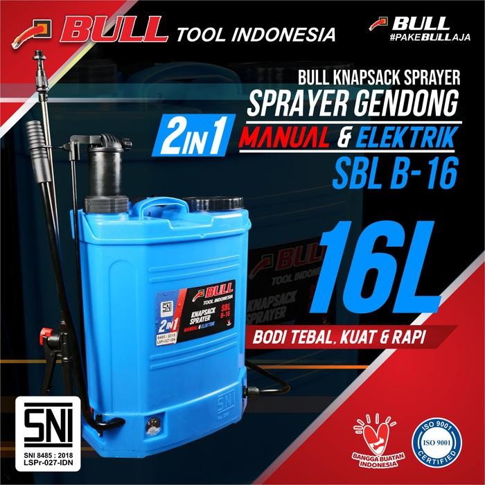 Semprotan hama Knapsack Sprayer 16L BULL Biru