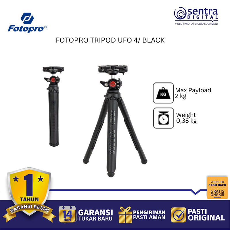 Fotopro UFO 4 Black – Tripod Serbaguna untuk Konten Kreatifmu (X01)