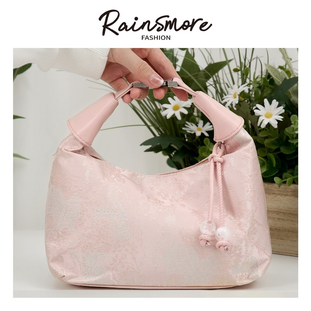 Tas Bordir Wanita Gaya Vintage – RAINSMORE Tas Selempang & Tangan Model Bucket Unik, Cocok untuk Mus