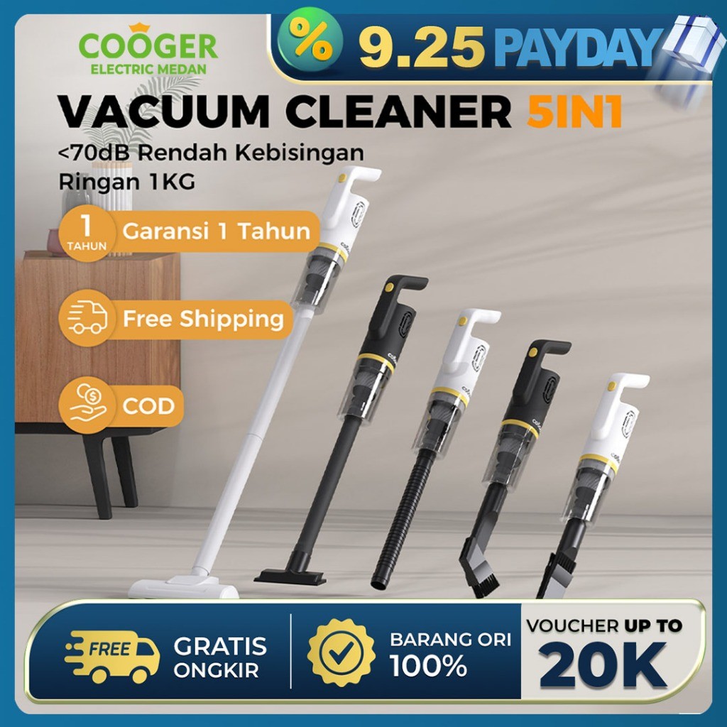 COOGER Vacuum 5IN1 Portable Penyedot Debu Mudah Digunakan Menghisap Debu dan Kotoran Sofa Lantai Mob