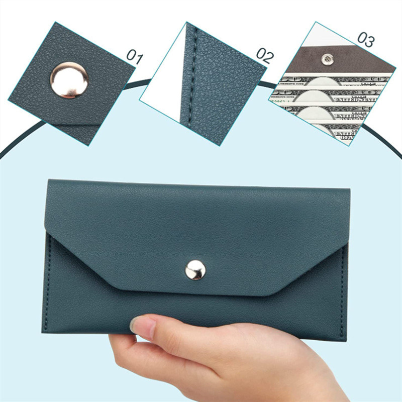 Solid color PU leather business card holder large bill wallet card holder envelope business card hol