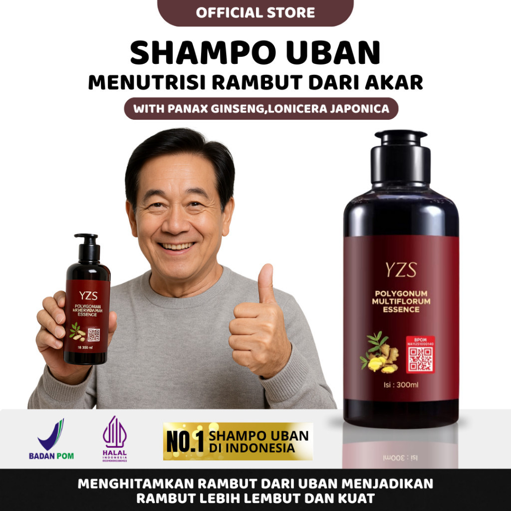DIJAMIN ORIGINAL  Bisa COD  Shampo Uban YZS – Penghitam Rambut Alami Pria Anti Uban Hitam Permanen S