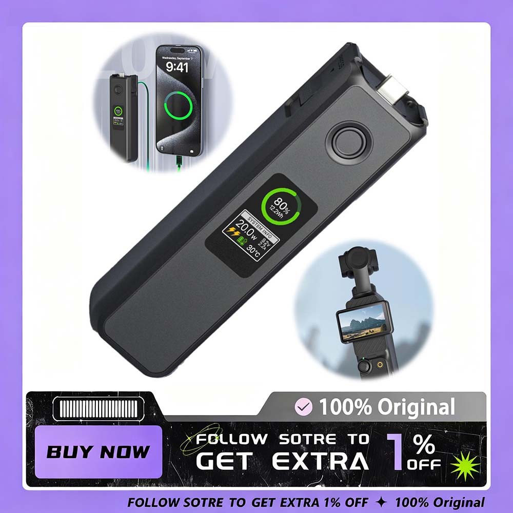 GW-Battery Handle Compatible With Dji Osmo Pocket 3, Fast Charging 5000Mah Battery Portable Osmo Poc