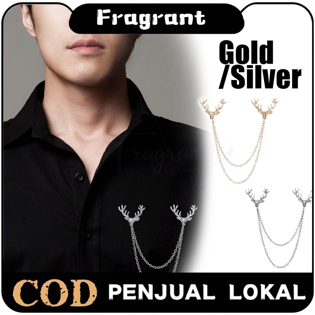 Lapel Pin Bros Jas Pin Rusa Emas Perak Untuk Pria