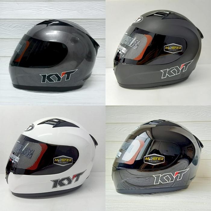 KYT R10 SOLID BLACK DOFF BLACK WHITE GUNMATE KYT R-10 BLACK DOFF SMOKE VISOR ORIGINAL KYT - BLACK DO