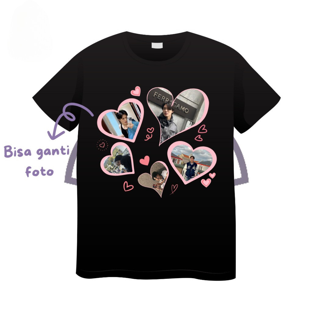 [KAOS CUSTOM] KAOS SABLON LOVE VIRAL LUCU BISA GANTI FOTO