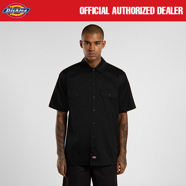 KEMEJA KATUN KERJA WORK SHIRT CASUAL PRIA LENGAN PENDEK HITAM ORIGINAL DICKIES | WORKSHIRT SS BLACK