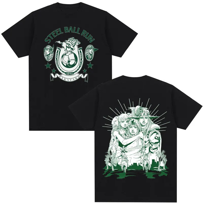 Harajuku Hip Hop Kaos Anime Jepang Jojo Bizarre Adventure Kaos Grafis Manga STEEL BALL RUN Kaos Kasu