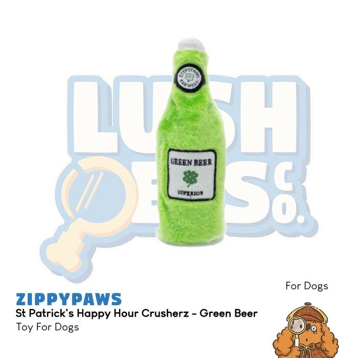 ZippyPaws St Patrick's Happy Hour Crusherz - Green Beer Dog Toy