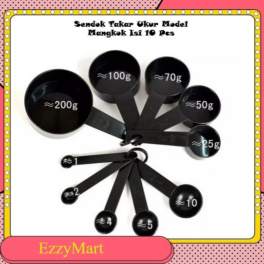 EzzyMart - K2 10pcs Plastic Measuring Cup Spoon Set Sendok Takar Ukur Model Mangkok