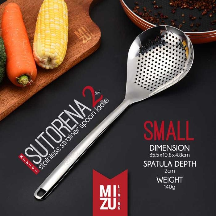 MIZU SUTORENA-NI 304 Stainless Strainer Spoon Ladle Centong Saringan Sup Sendok Saringan Mie Jumbo T