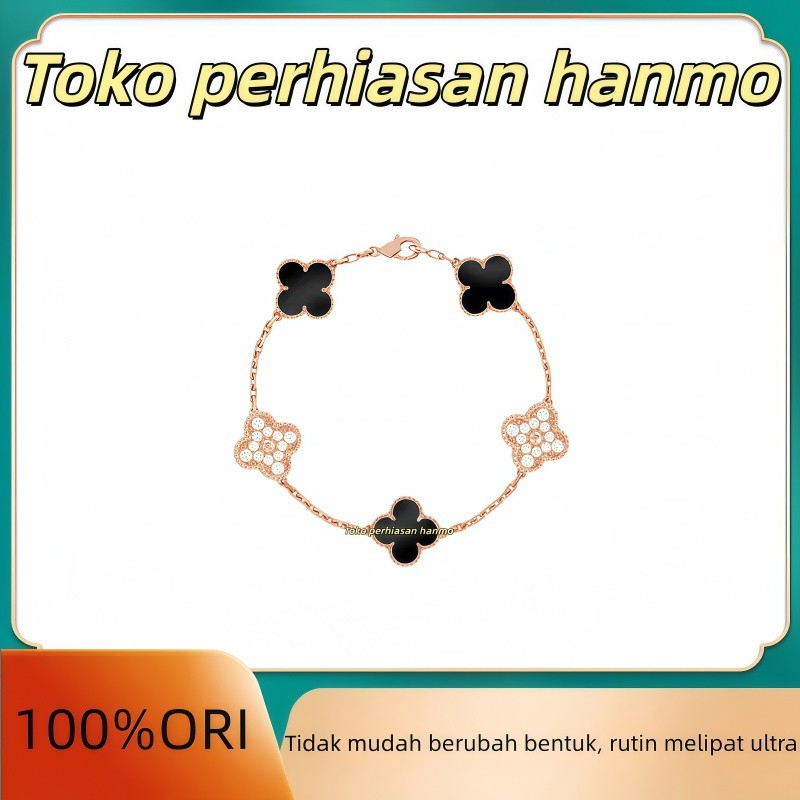 [100% Original]Gelang Wanita,Gelang Emas,Van Cleef & Arpels Alhambra Vintage 18K Rose Gold Bracelet 