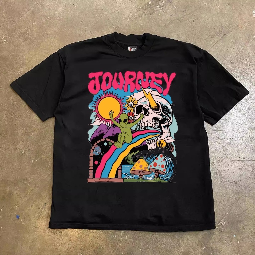 pusumedep JOURNEY Korea Style T-shirt Oversize | Kaos Putih | Kaos pria dan wanita