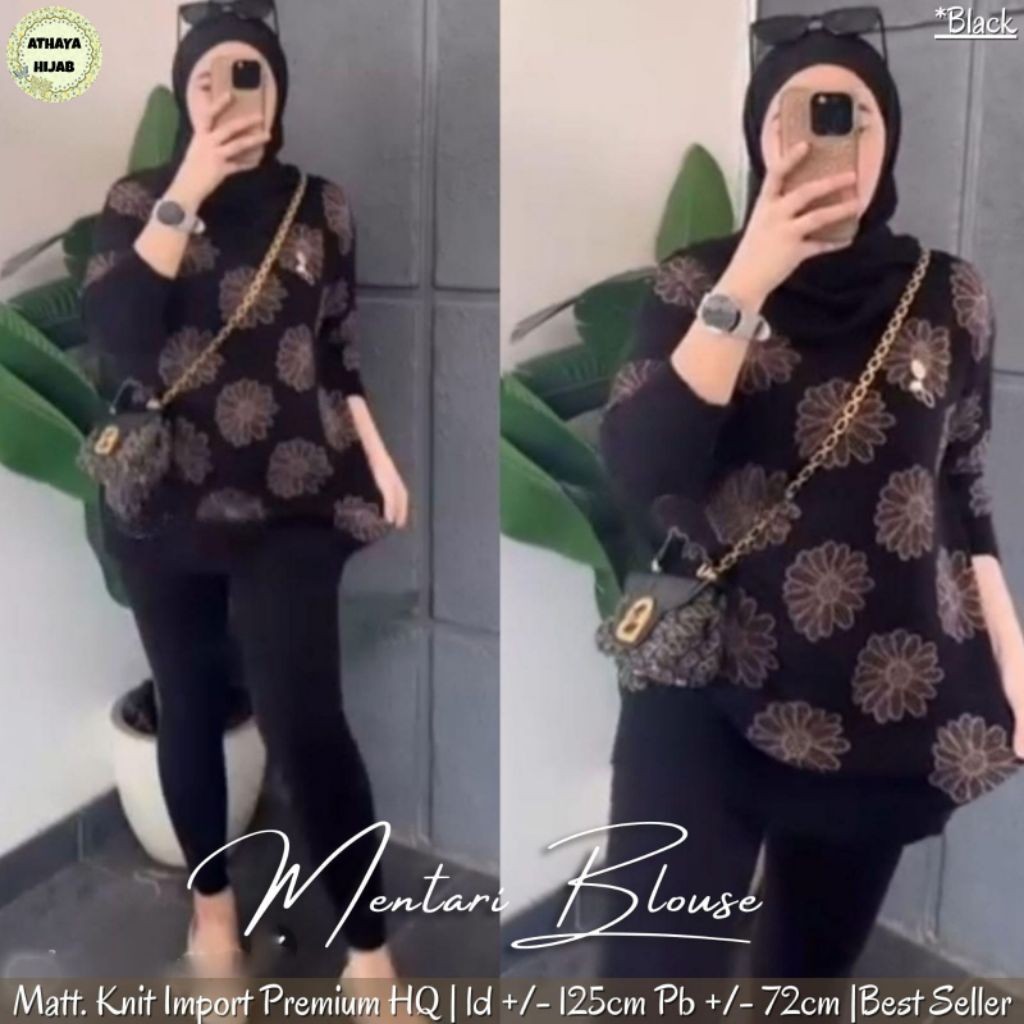 Baju Rajut Blouse Wanita Kekinian Mentari Blouse  Athaya Hijab alya store