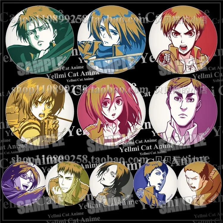 Attack on Titan Badge Levi Ackerman Mikasa Arlert Erwin Smith Hange Zoe Ymir Goddess Pin Brooch Keyc