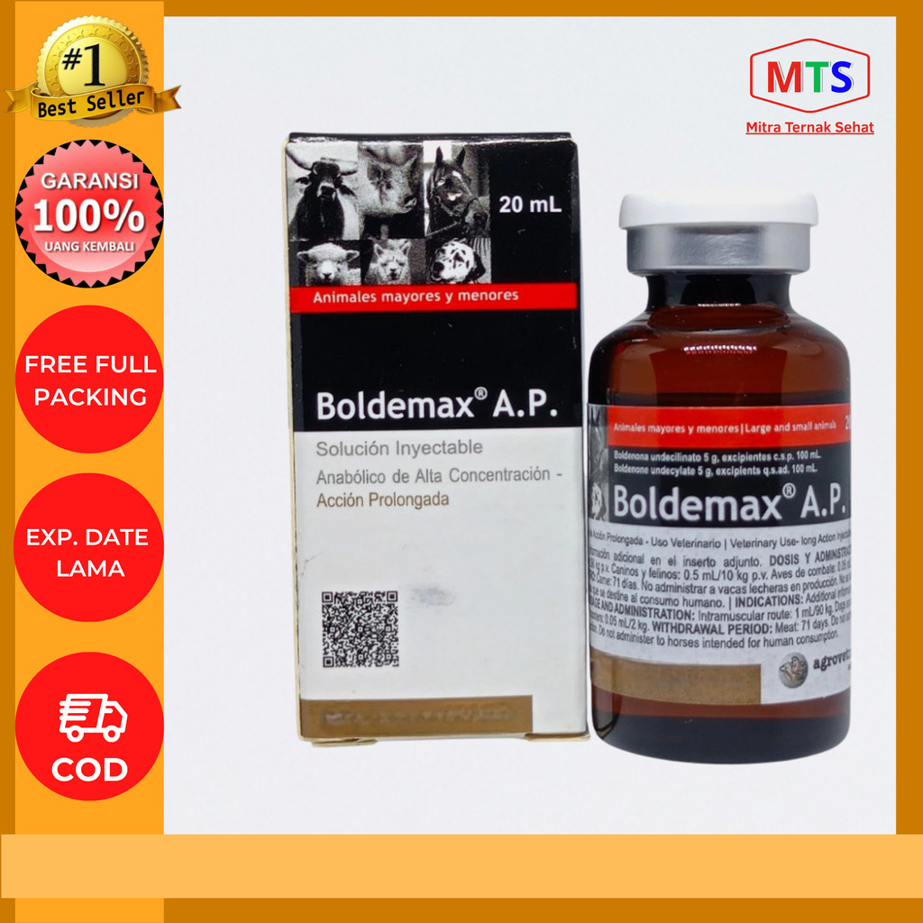 BOLDEMAX AP 20 ml - Obat Penggemuk Sapi Kambing Kuda Anjing Kucing Kelinci Hewan Babi Ayam