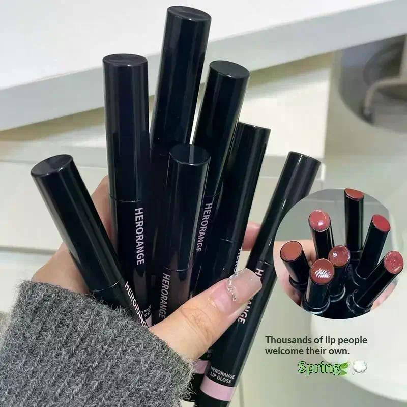 HERORANGE Mirror Jelly Solid Lip Gloss Peach Lipstick Hydrating Clear Water Lip Glaze Moisturizing L