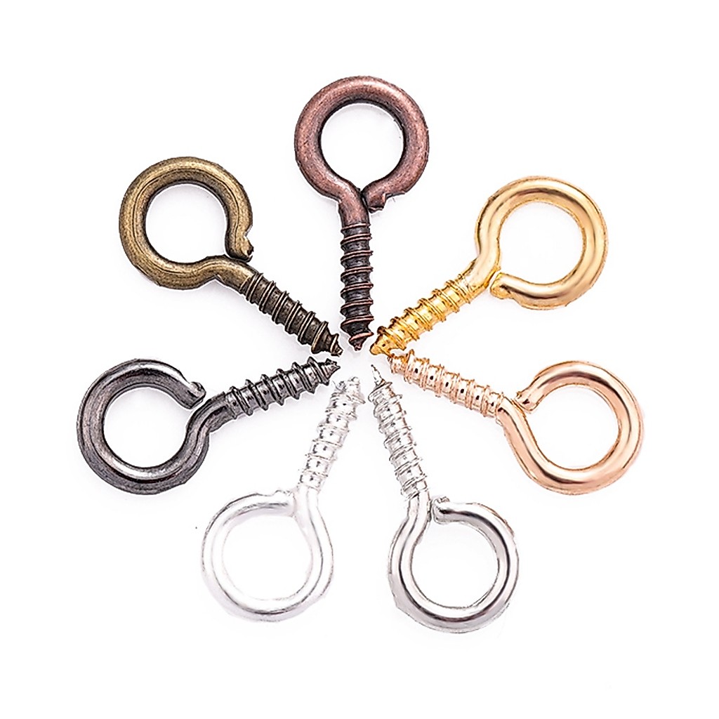 Paku Ulir (200pcs) Kait Ulir Mur Skrup Mini Screw Eye Pins Paku Mata Ulir Gantungan Resin