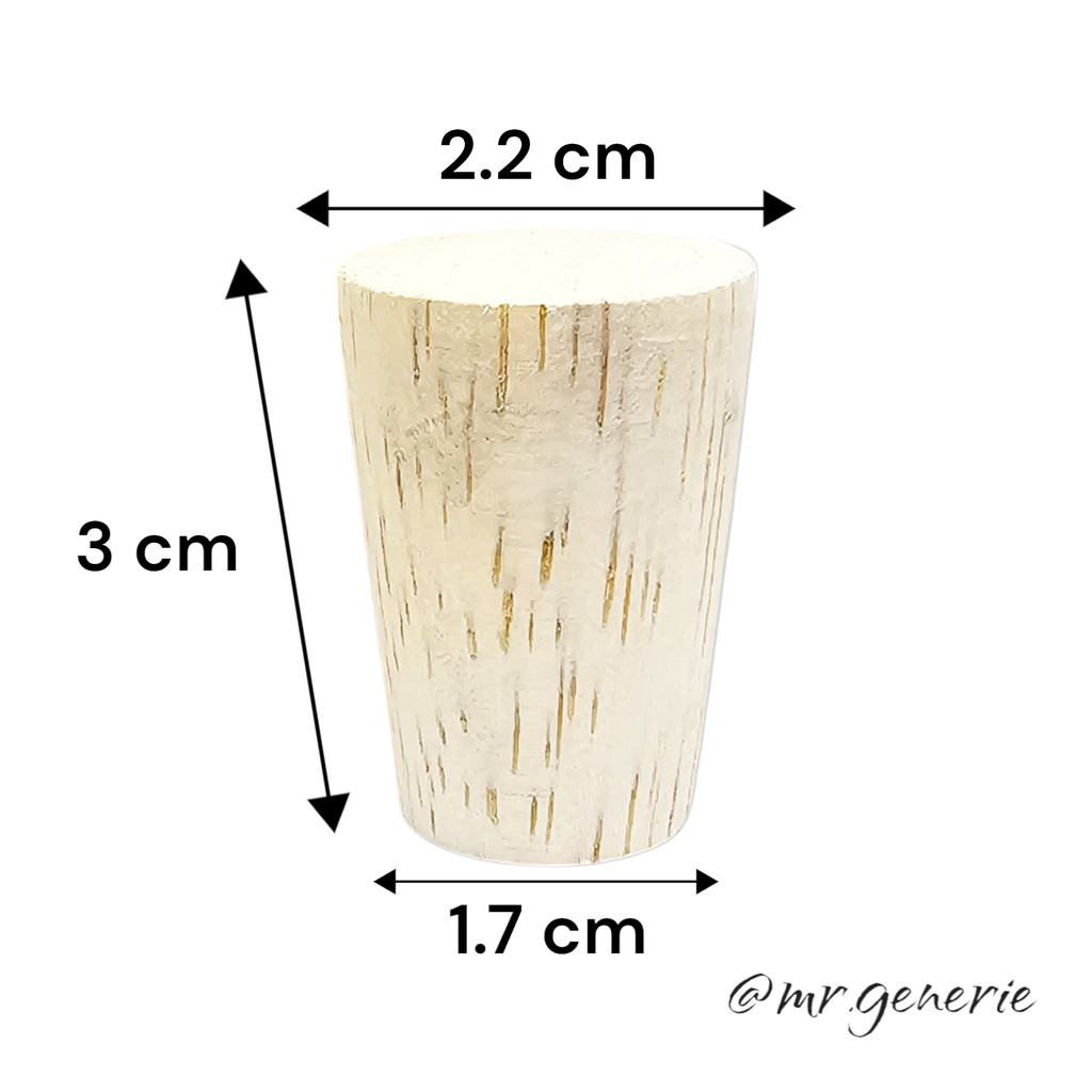 Mr.Generie Wood Cap 22x17x30 mm / tutup botol bensin kayu Alba / murni kayu coklat muda / botol kaca