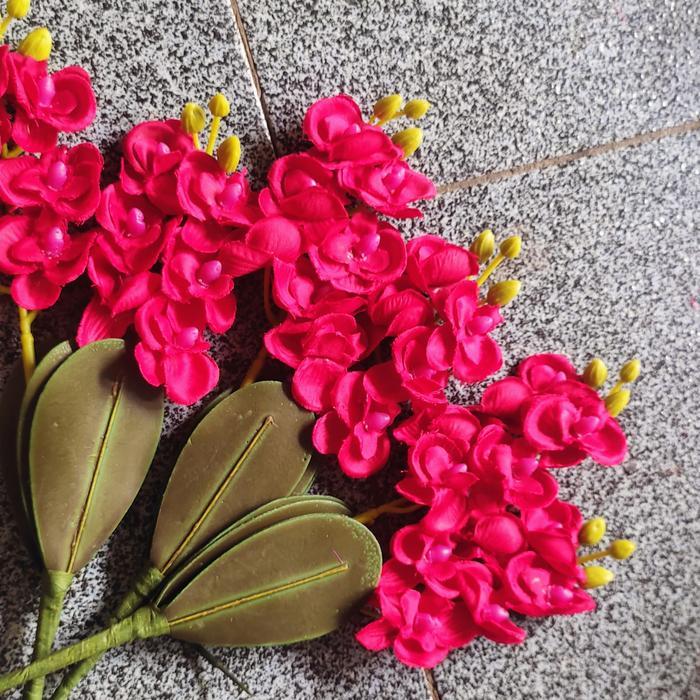 Bunga anggrek/ Bunga anggrek mini/ Anggrek palsu/ Anggrek plastik - Merah