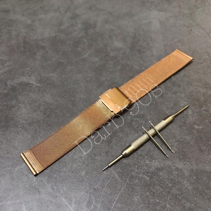 PROMO TALI JAM TANGAN MESH STRAP SMARTWATCH TALI RANTAI PASIR 16-24MM - Rose Gold, 22mm