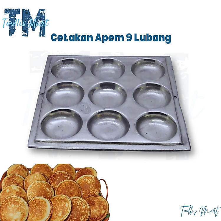 Cetakan Kue Apem 9 Lubang Cimin Maklor Cilor Telor Congkel Martabak Mini Bahan Aluminium Cor Anti Le